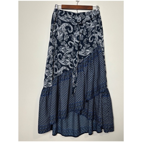 Mix Nouveau Dresses & Skirts - Mix Nouveau Womens Faux Wrap Boho Ruffle Maxi Skirt PXL Cottage Country Peasant